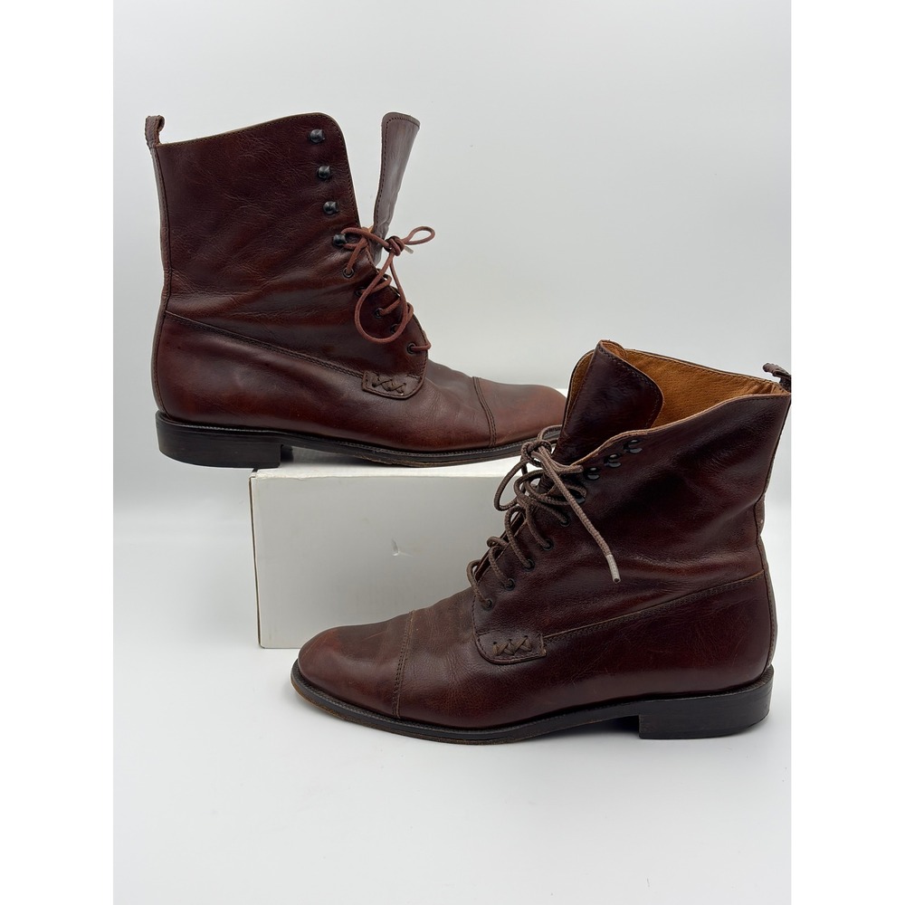 JD Vero Cuoio Brown Leather Cap Toe Combat Lace Up Boots Made in Italy Size 37.5